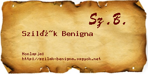 Szilák Benigna névjegykártya